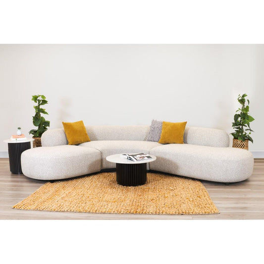 LUCILLE FABRIC 3-PIECE CURVED LOUNGE SOFA CHAMPAGNE - MyChocolateWood