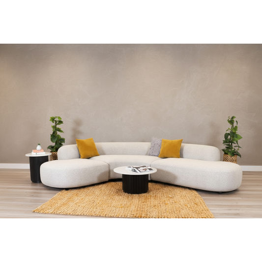 LUCILLE FABRIC 3-PIECE CURVED LOUNGE SOFA CHAMPAGNE - MyChocolateWood