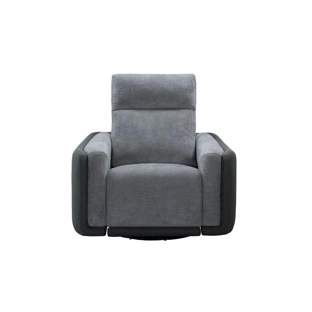 LUND FABRIC ARMCHAIR 1 SINGLE SEATER ELECTRIC RECLINER SOFA TWO TONE GREY - MyChocolateWood