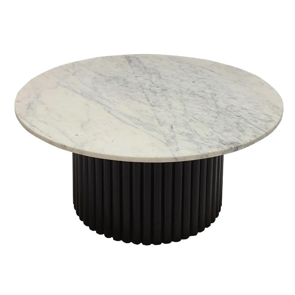 LUZON ROUND MARBLE TOP COFFEE TABLE  BLACK/WHITE - MyChocolateWood