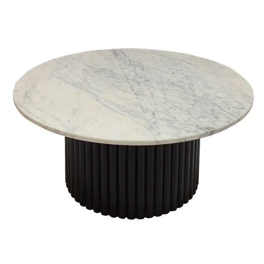 LUZON ROUND MARBLE TOP COFFEE TABLE  BLACK/WHITE - MyChocolateWood