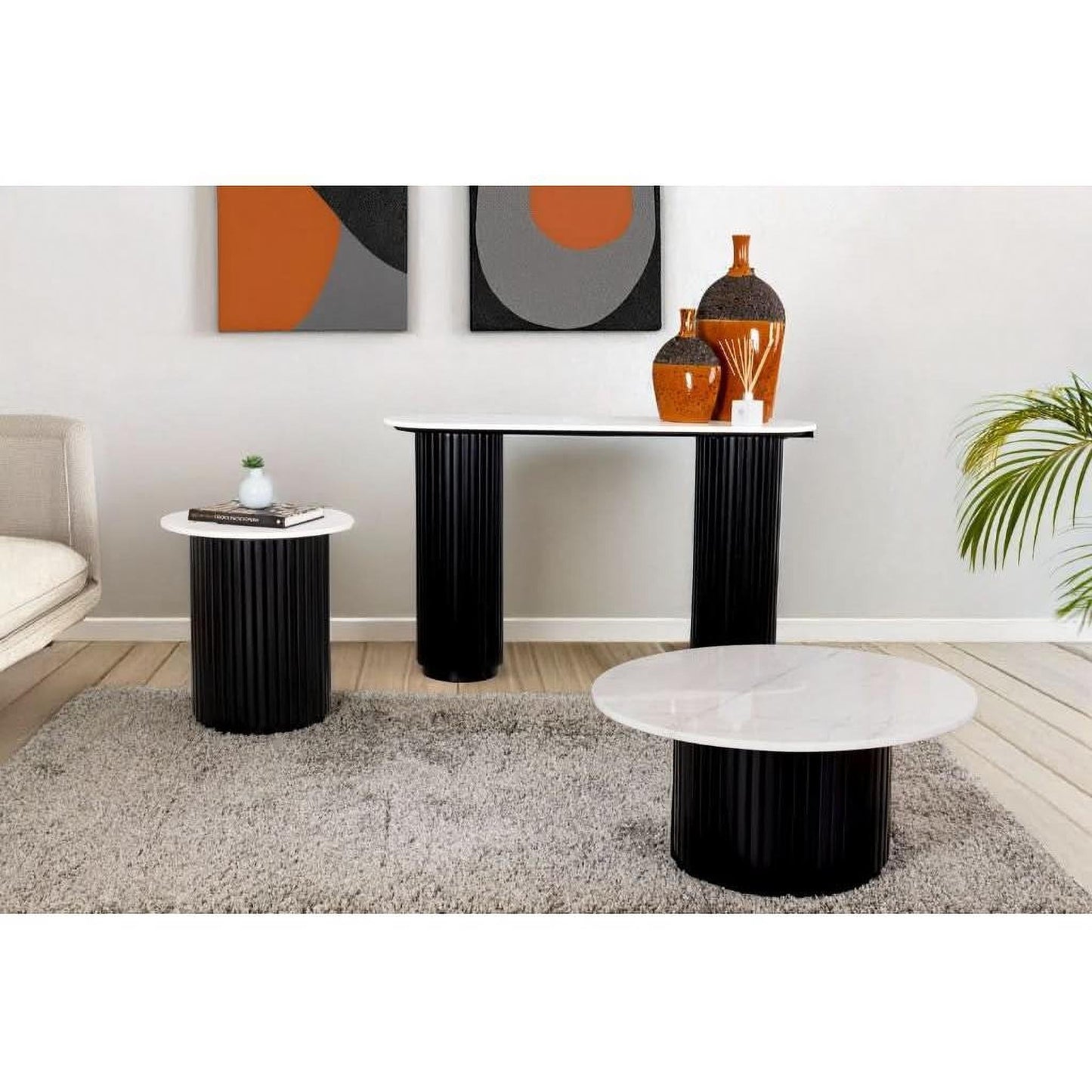 LUZON MARBLE CONSOLE TABLE/HALL TABLE BLACK/WHITE