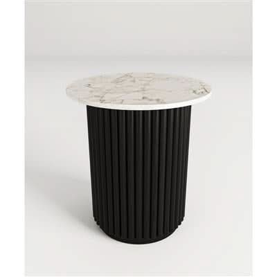 LUZON ROUND MARBLE TOP SIDE TABLE /LAMP TABLE BLACK/WHITE - MyChocolateWood