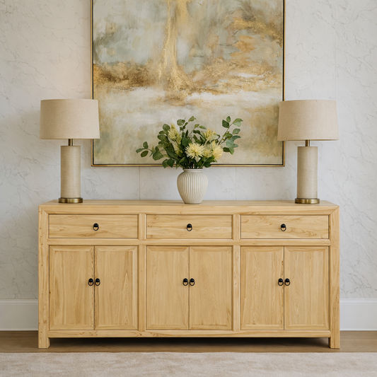 SHULI CHINESE ANTIQUE REPRODUCTION BUFFET SIDEBOARD 6-DOORS 3-DRAWERS IN RECLAIMED ELM - MyChocolateWood
