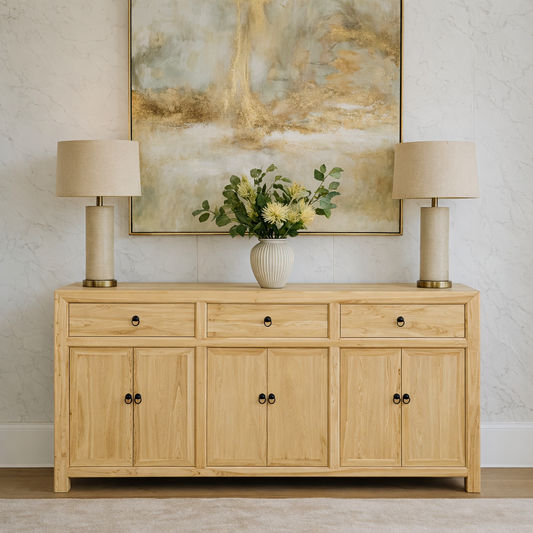 SHULI CHINESE ANTIQUE REPRODUCTION BUFFET SIDEBOARD 6-DOORS 3-DRAWERS IN RECLAIMED ELM - MyChocolateWood