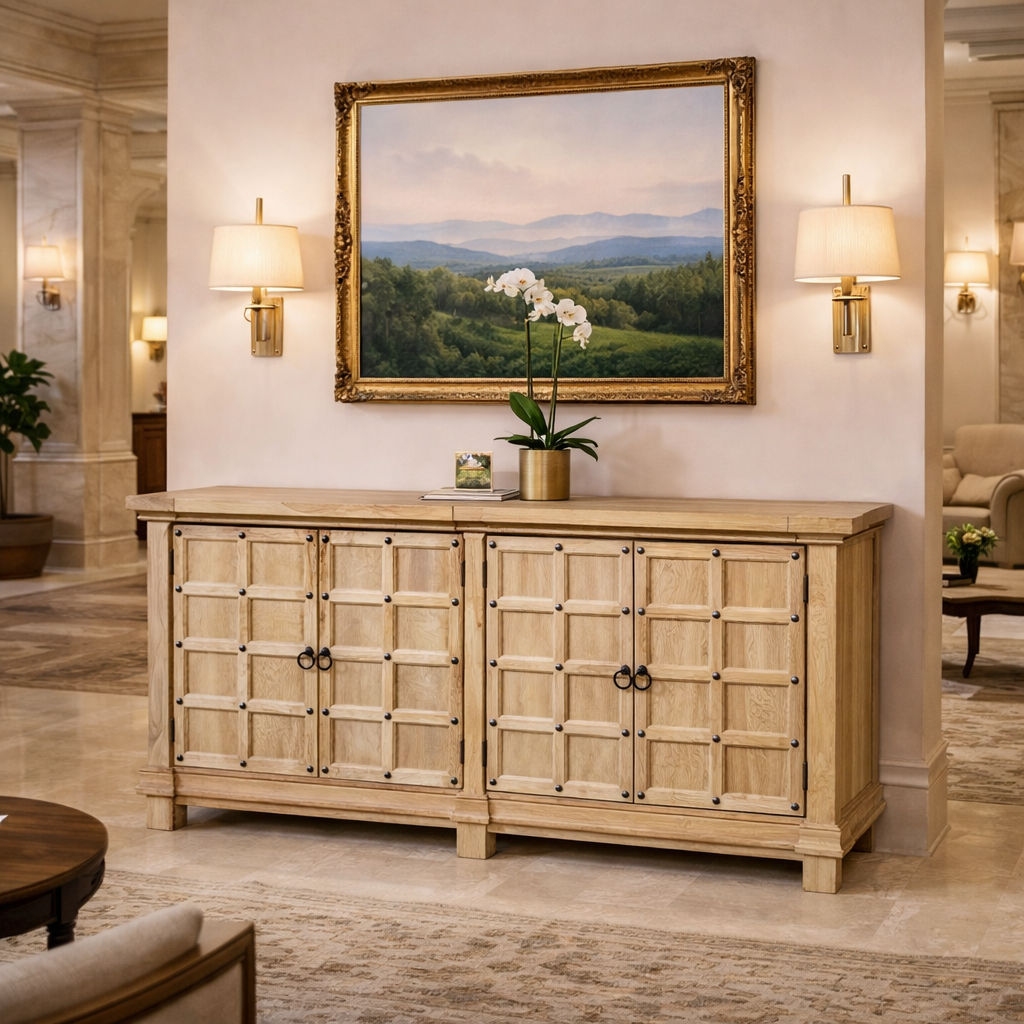 SHULI CHINESE ANTIQUE REPRODUCTION 4-DOOR BUFFET SIDEBOARD W/METAL STUDS 160 CM M22 - MyChocolateWood