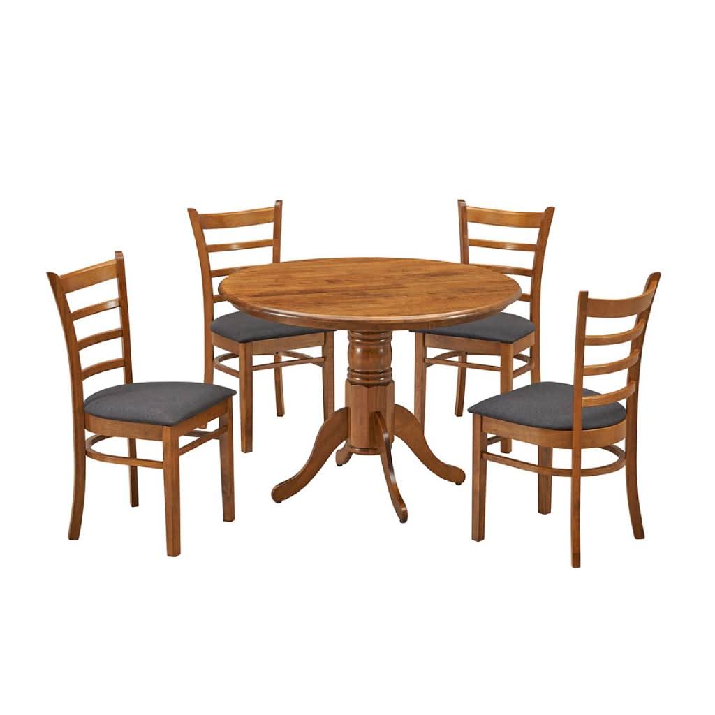 MARVELL SOLID RUBBERWOOD ROUND TABLE WALNUT 106.6CM - MyChocolateWood