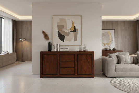 TANAKA SOLID MAHOGANY BUFFET WITH 2 DOORS & 3 DRAWERS IN MAHOGANY FINISH - MyChocolateWood