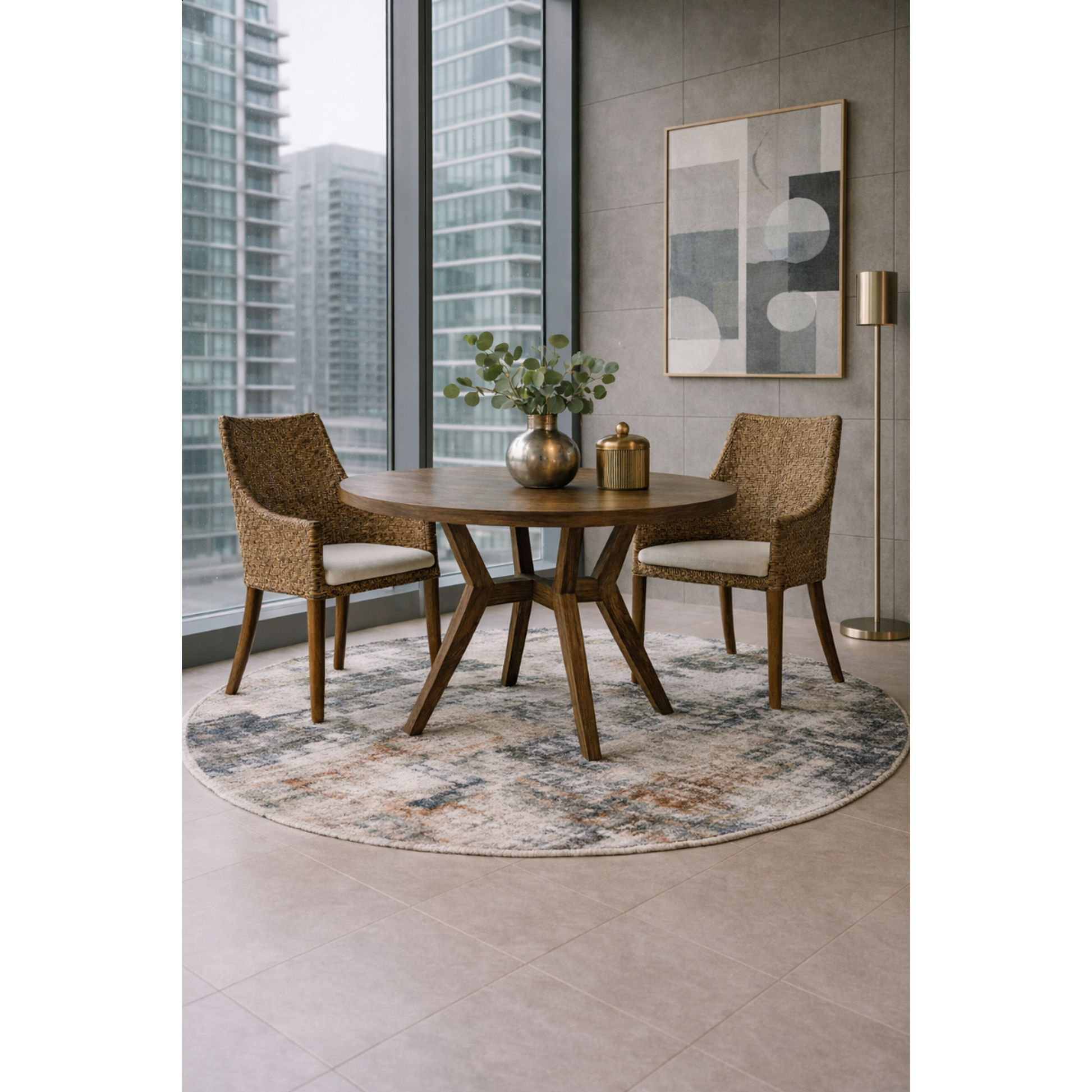 Lamar Rattan Armchair in Mango Teak - Chocolate Wood