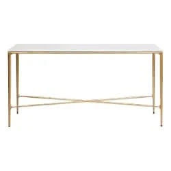 SOREN MARBLE CONSOLE TABLE/HALL TABLE - BRASS FRAME  140CM - MyChocolateWood