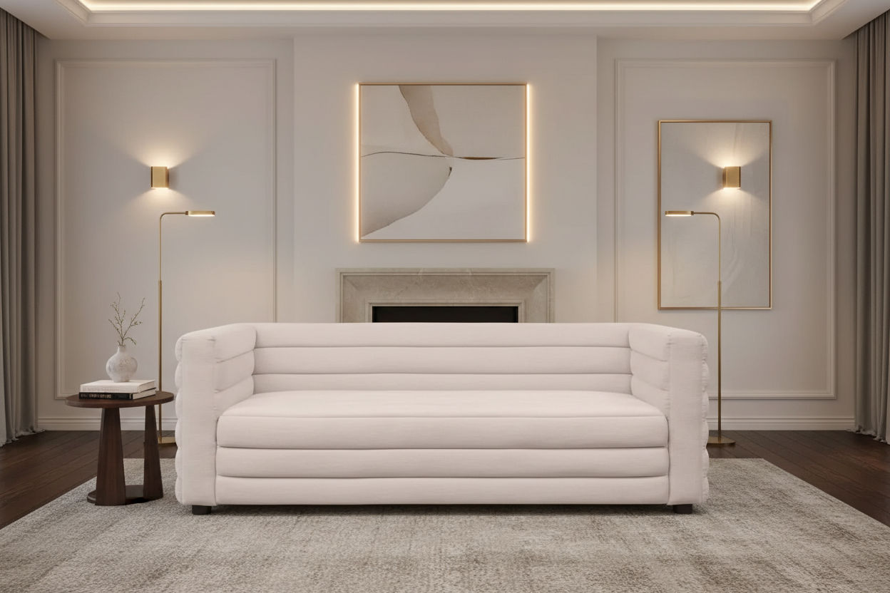 MEREDITH 2-SEATER FABRIC SOFA NATURAL LINEN - MyChocolateWood