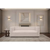 Meredith Fabric Sofa, 2-Seater in Natural Linen - Chocolate Wood