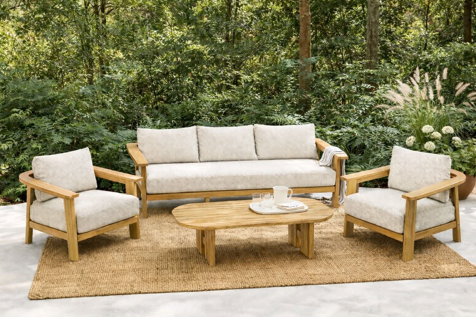 MERIDA 4 PIECE OUTDOORS LOUNGE SETTING - MyChocolateWood