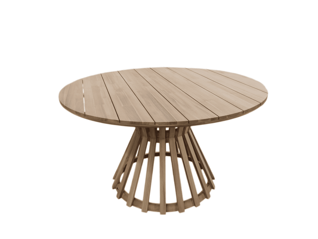 MERIDA ACACIA WOOD ROUND OUTDOOR DINING TABLE TEAK 120CM - LIGHT TEAK FINISH - MyChocolateWood
