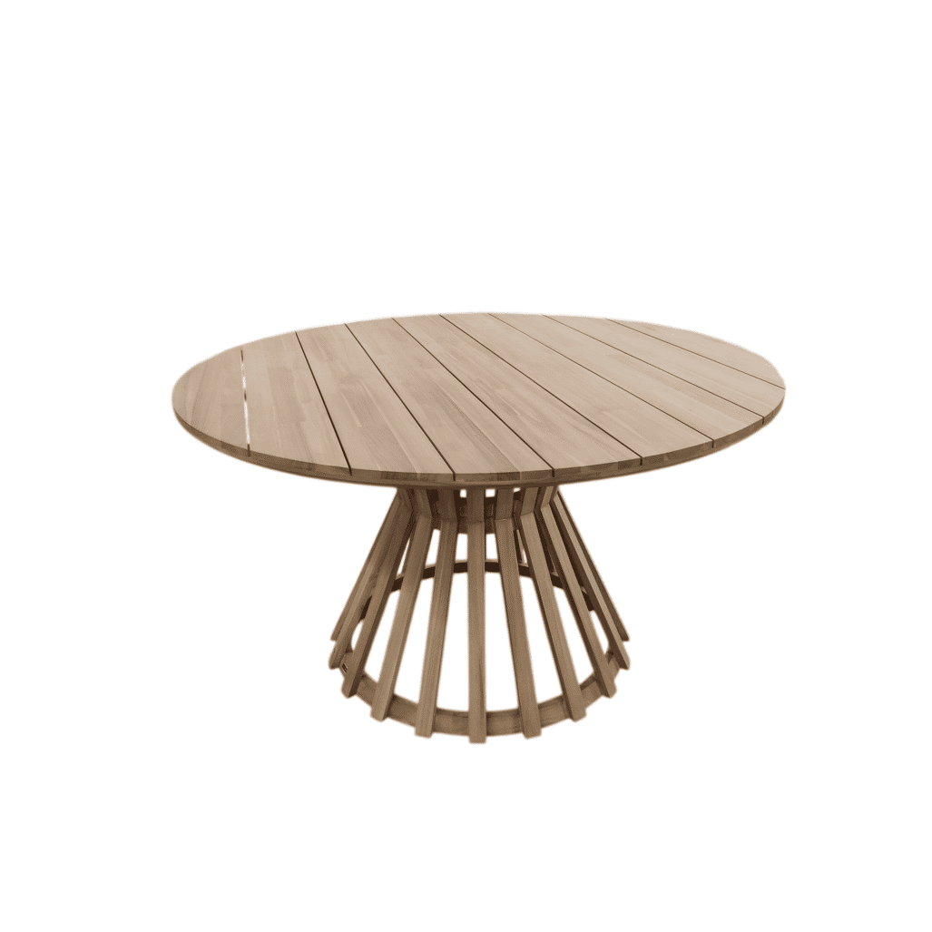 MERIDA ACACIA WOOD ROUND OUTDOOR DINING TABLE TEAK 120CM - LIGHT TEAK FINISH - MyChocolateWood
