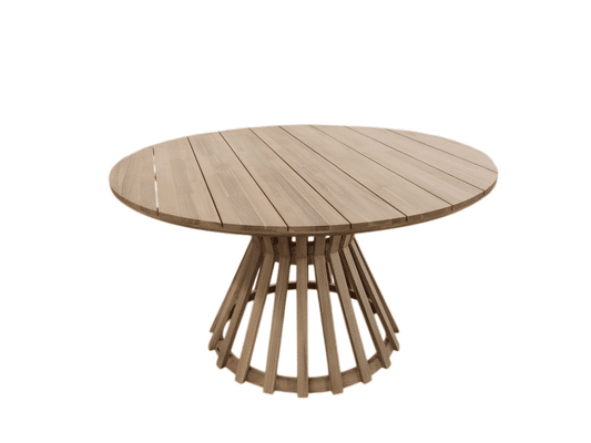 MERIDA ACACIA WOOD ROUND OUTDOOR DINING TABLE TEAK 120CM - LIGHT TEAK FINISH - MyChocolateWood