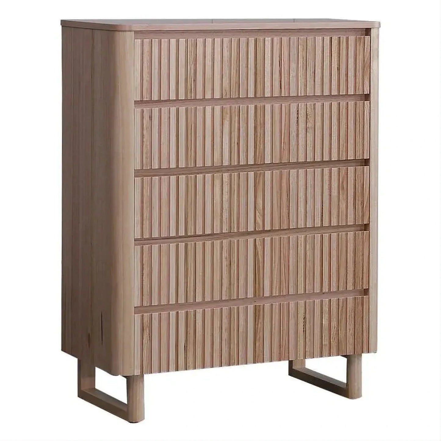 MISTRAL ASH TIMBER 5 DRAWER TALLBOY/CHEST OF 5 DRAWERS NATURAL