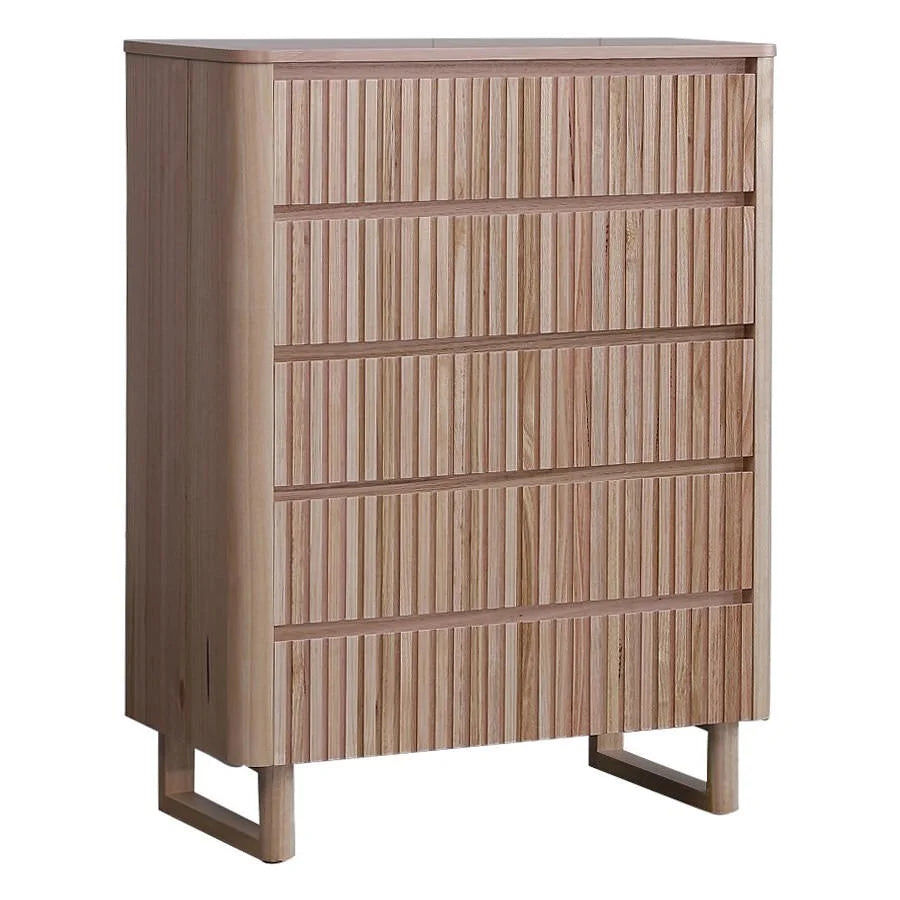 MISTRAL ASH TIMBER 5 DRAWER TALLBOY/CHEST OF 5 DRAWERS NATURAL - MyChocolateWood