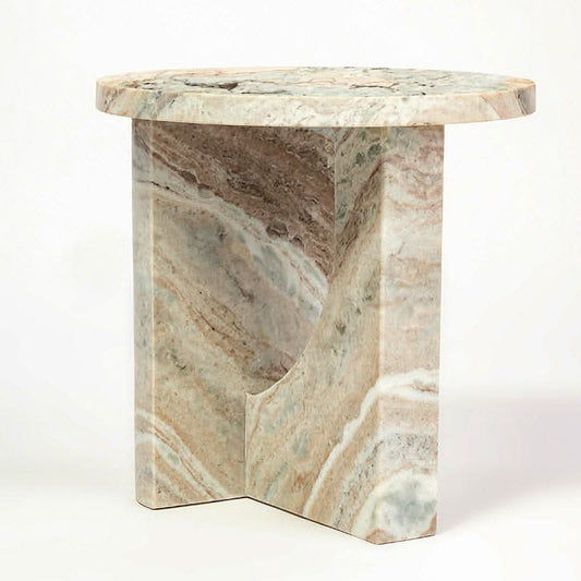 ELOWEN  SOLID MARBLE SIDE TABLE/LAMP TABLE/ACCENT TABLE - MyChocolateWood