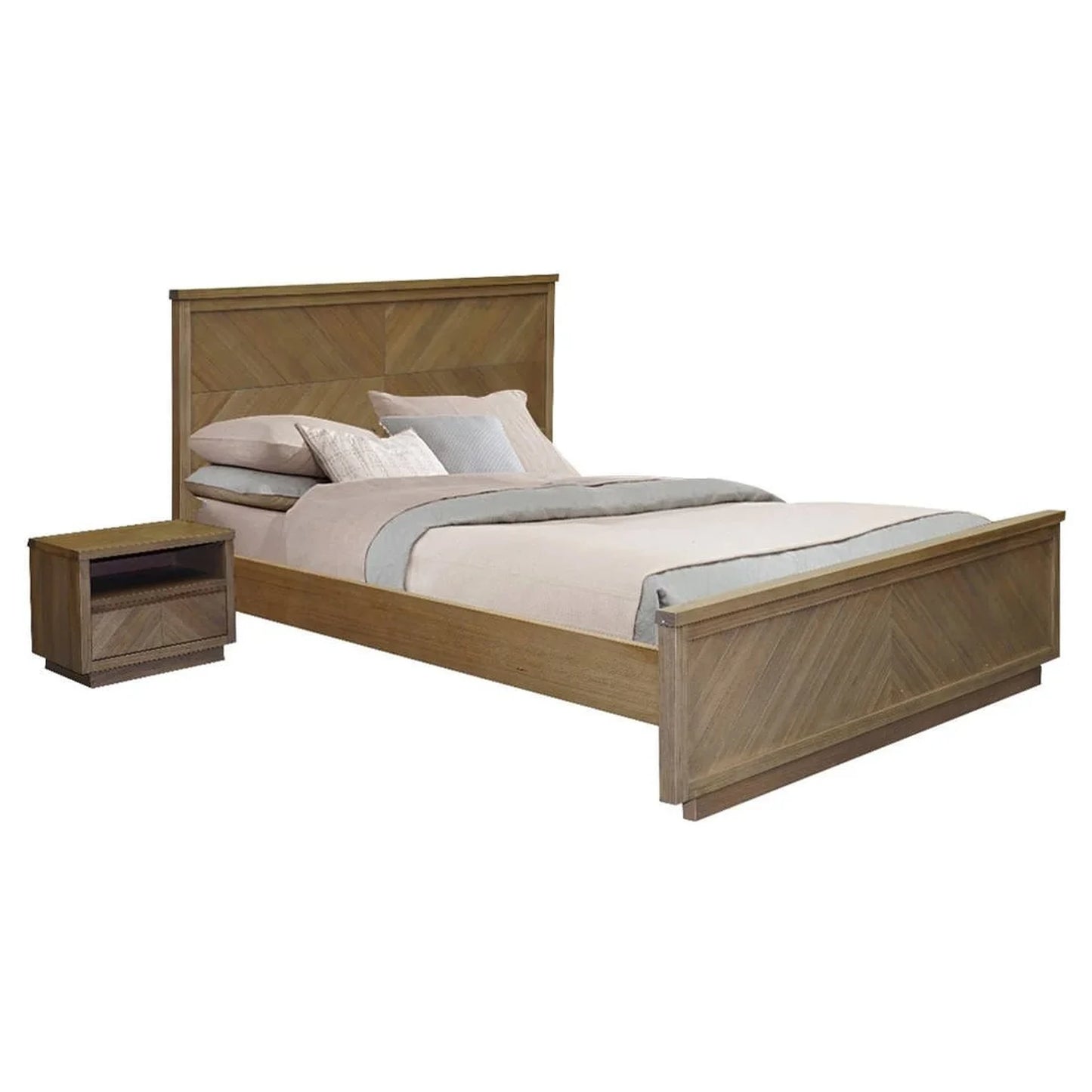 MONTCLAIRE PARQUETRY TIMBER KING BED NATURAL