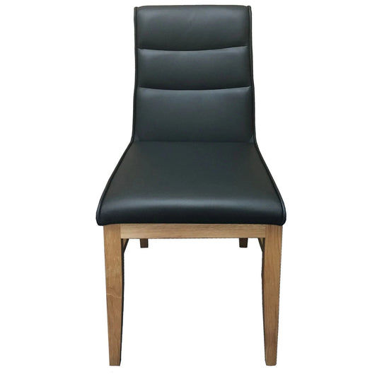 MORROW LEATHER DINING CHAIR BLACK/NATURAL - MyChocolateWood