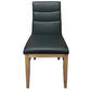 Morrow Leather Dining Chair in Black with Natural Legs - Chocolate Wood