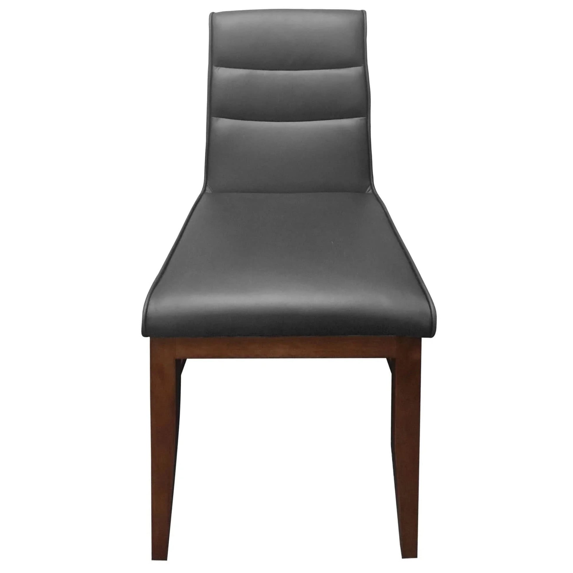 MORROW LEATHER DINING CHAIR GRAY/BLACKWOOD - MyChocolateWood