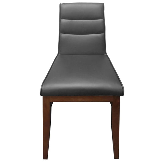 MORROW LEATHER DINING CHAIR GRAY/BLACKWOOD - MyChocolateWood