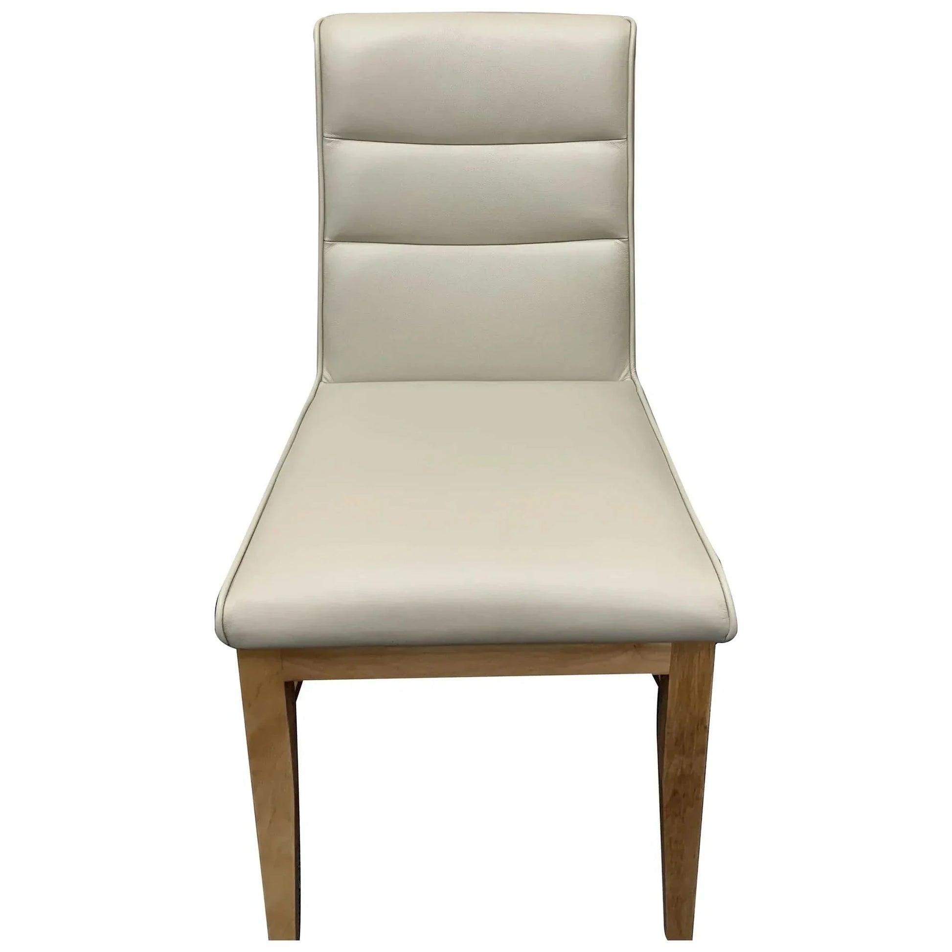 Morrow Leather Dining Chair in Light Mocha with Natural Legs - Chocolate Wood