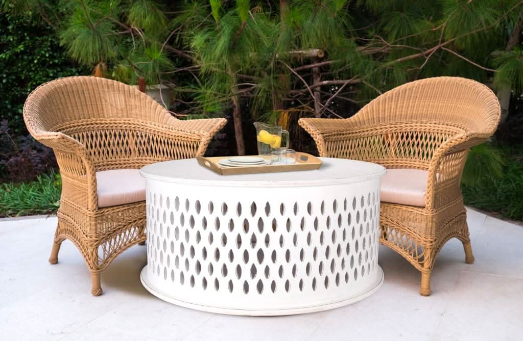 MELODIA ROUND WOODEN COFFEE TABLE - INDOOR/OUTDOOR DISTRESSED - MyChocolateWood