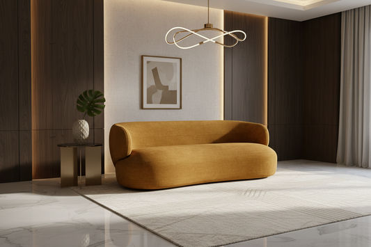 BEECHAM 3-SEATER CHENILLE SOFA MUSTARD - MyChocolateWood