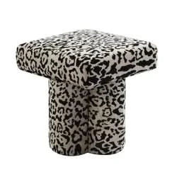 NAMAR STOOL - LEOPARD CHENILLE - MyChocolateWood