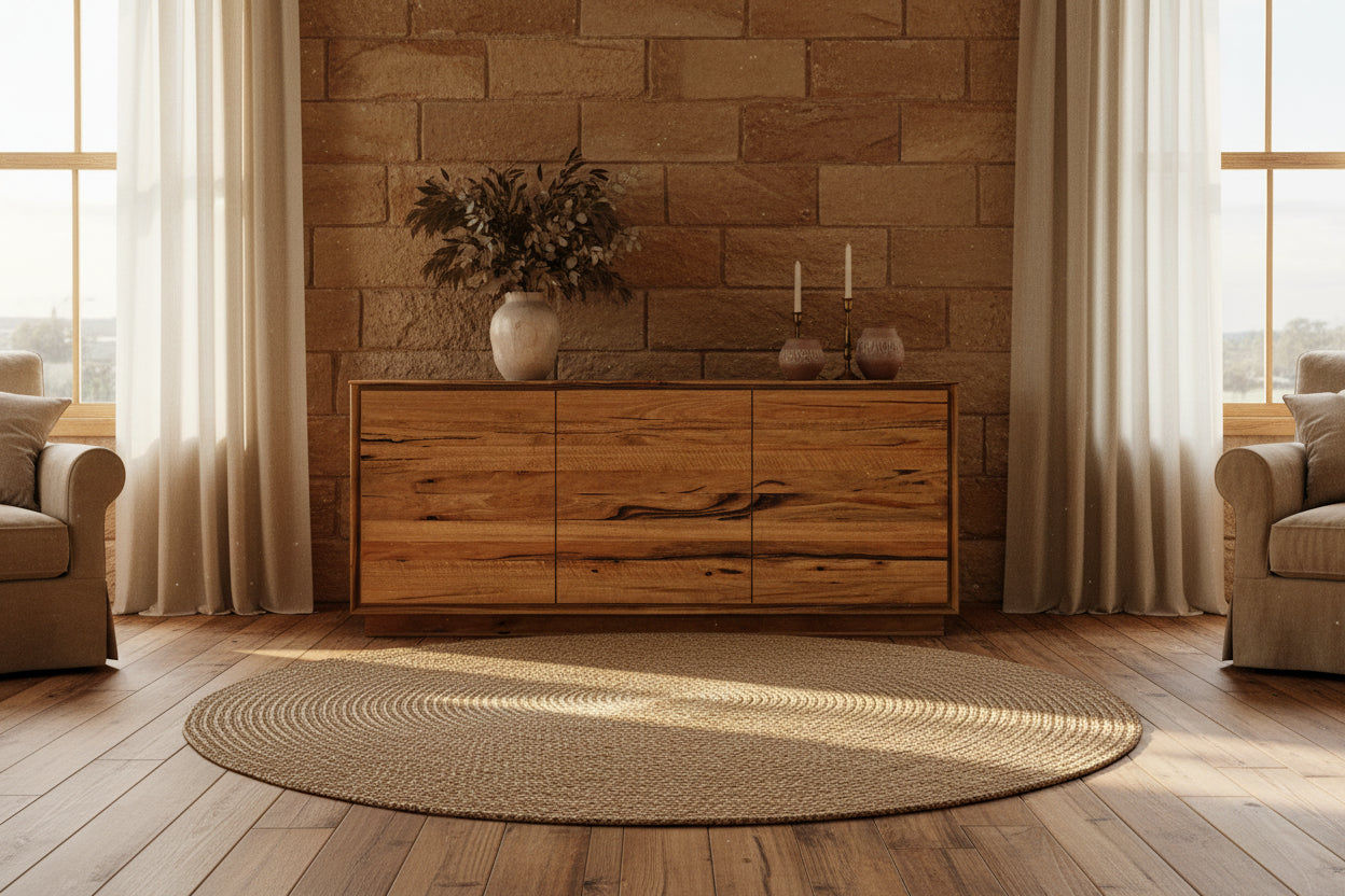 NERINDA MARRI TIMBER 3-DOOR BUFFET/SIDEBOARD NATURAL - MyChocolateWood
