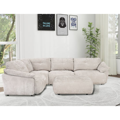 MONTROSE FABRIC 4-SEATER CORNER LOUNGE SUITE - NATURAL