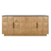 HAMPSHIRE BLACK MARBLE/NATURAL OAK 4-DOOR BUFFET/SIDEBOARD