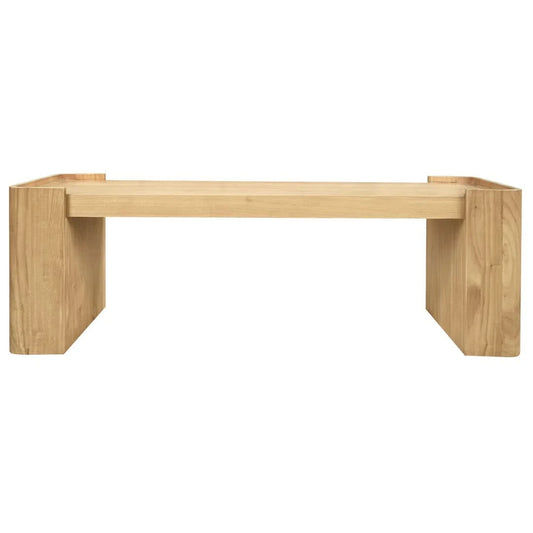 Adelle Solid Mindi Timber Small Bench 130cm in Natural - Chocolate Wood