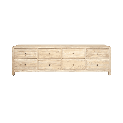 JOELLE 8-DRAWER LOWBOY/DRESSER/CHEST OF 8 DRAWERS DISTRESSED NATURAL - MyChocolateWood
