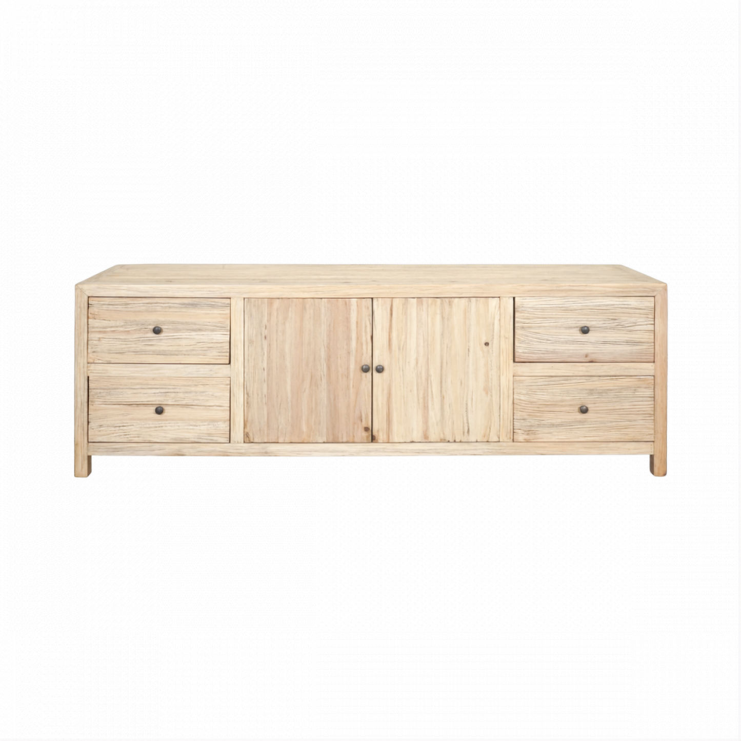 Joelle 4-Drawer 2-Door Cabinet in Distressed Natural - Chocolate Wood