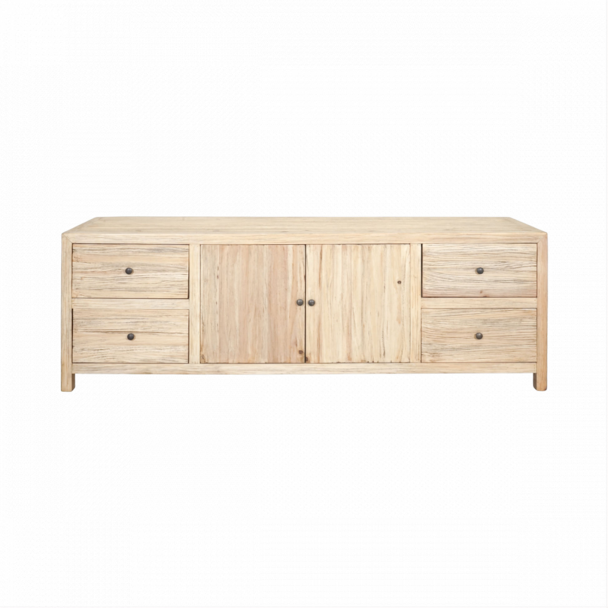 Joelle 4-Drawer 2-Door Cabinet in Distressed Natural - Chocolate Wood