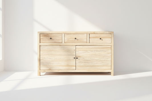 JOELLE 3-DRAWER 2-DOOR BUFFET/SIDEBOARD DISTRESSED NATURAL - MyChocolateWood