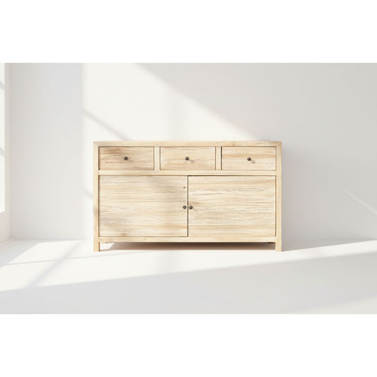JOELLE 3-DRAWER 2-DOOR BUFFET/SIDEBOARD DISTRESSED NATURAL - MyChocolateWood