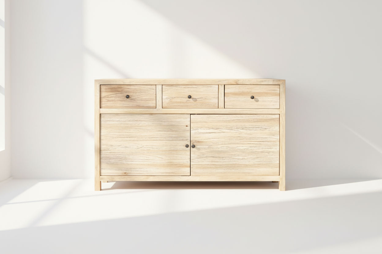 JOELLE 3-DRAWER 2-DOOR BUFFET/SIDEBOARD DISTRESSED NATURAL - MyChocolateWood