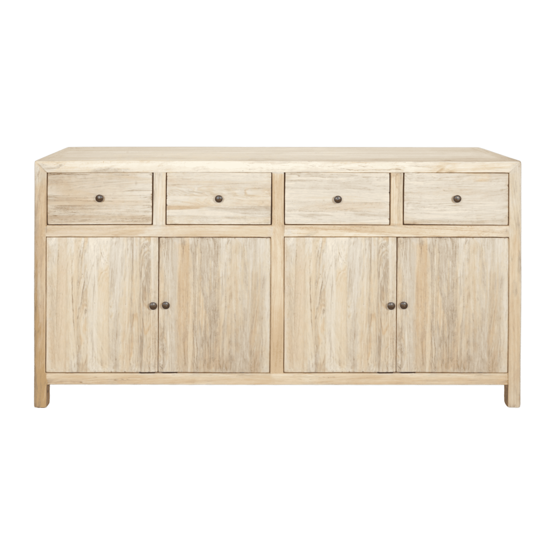 Joelle 4-Drawer 4-Door Sideboard in Distressed Natural - Chocolate Wood