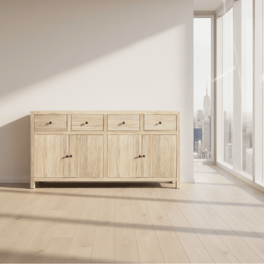 JOELLE 4-DRAWER 4-DOOR SIDEBOARD/BUFFET DISTRESSED NATURAL - MyChocolateWood