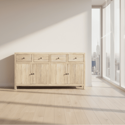 JOELLE 4-DRAWER 4-DOOR SIDEBOARD/BUFFET DISTRESSED NATURAL - MyChocolateWood