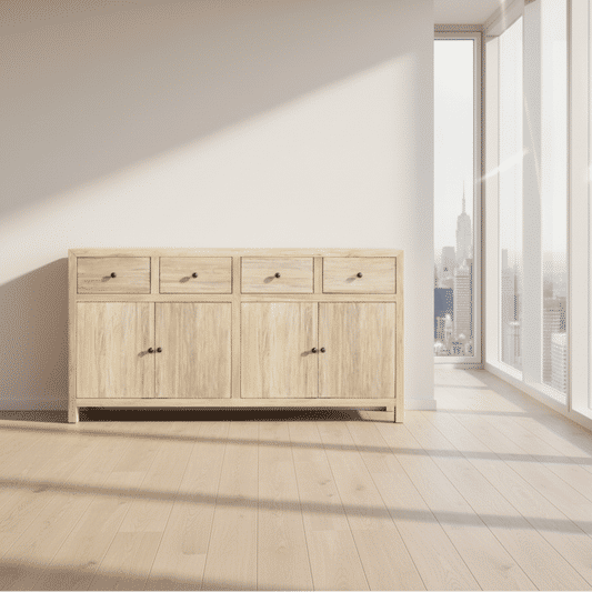 JOELLE 4-DRAWER 4-DOOR SIDEBOARD/BUFFET DISTRESSED NATURAL - MyChocolateWood