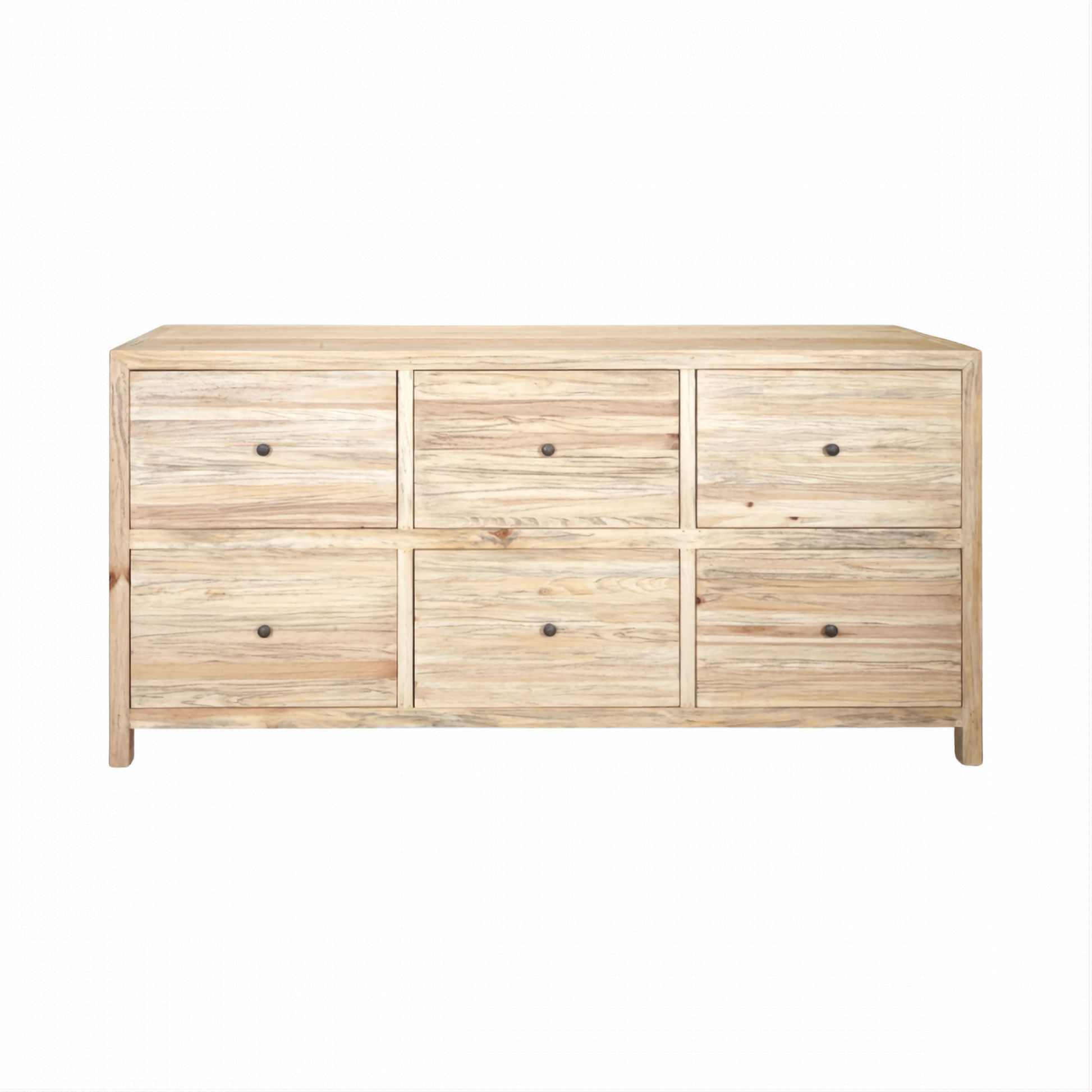 Joelle 6-Drawer Dresser in Distressed Natural - Chocolate Wood