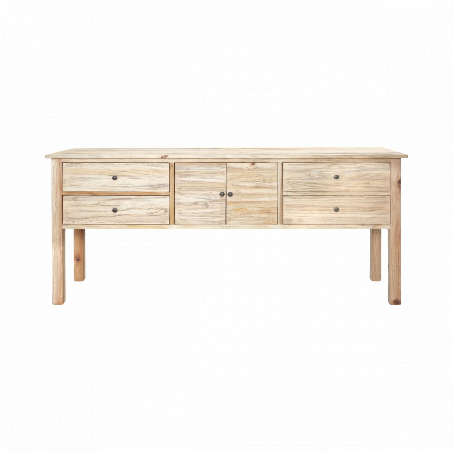 Joelle 4-Drawer 2-Door Buffet in Distressed Natural - Chocolate Wood