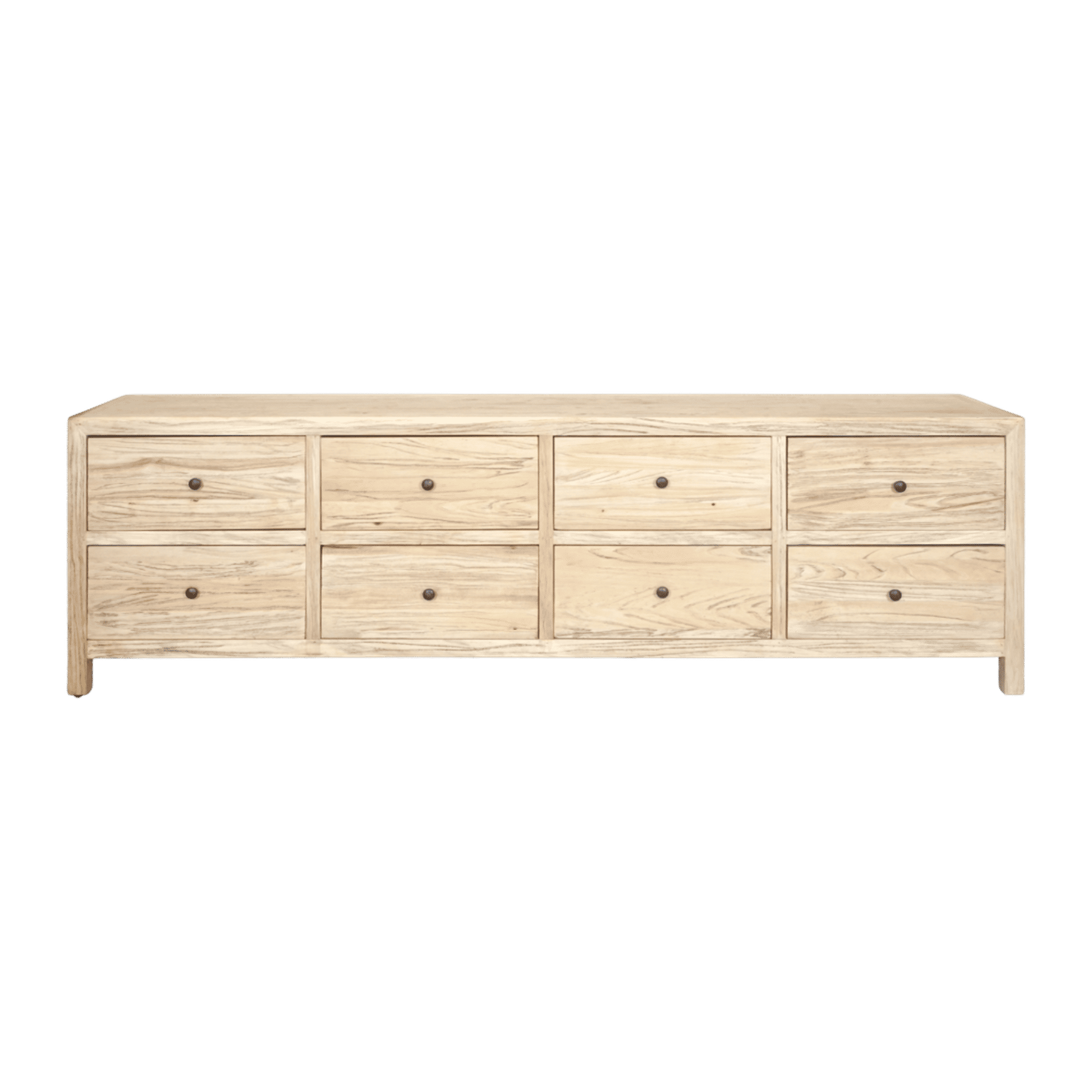 Joelle 8-Drawer Lowboy in Distressed Natural - Chocolate Wood
