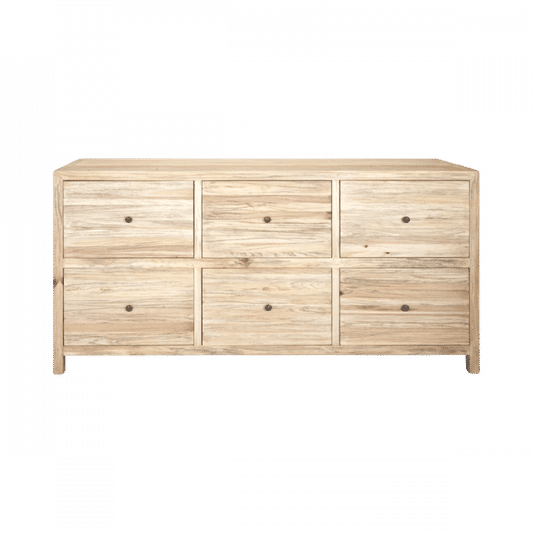 JOELLE 6-DRAWER DRESSER/CHEST OF 6 DRAWERS DISTRESSED RUSTIC - MyChocolateWood